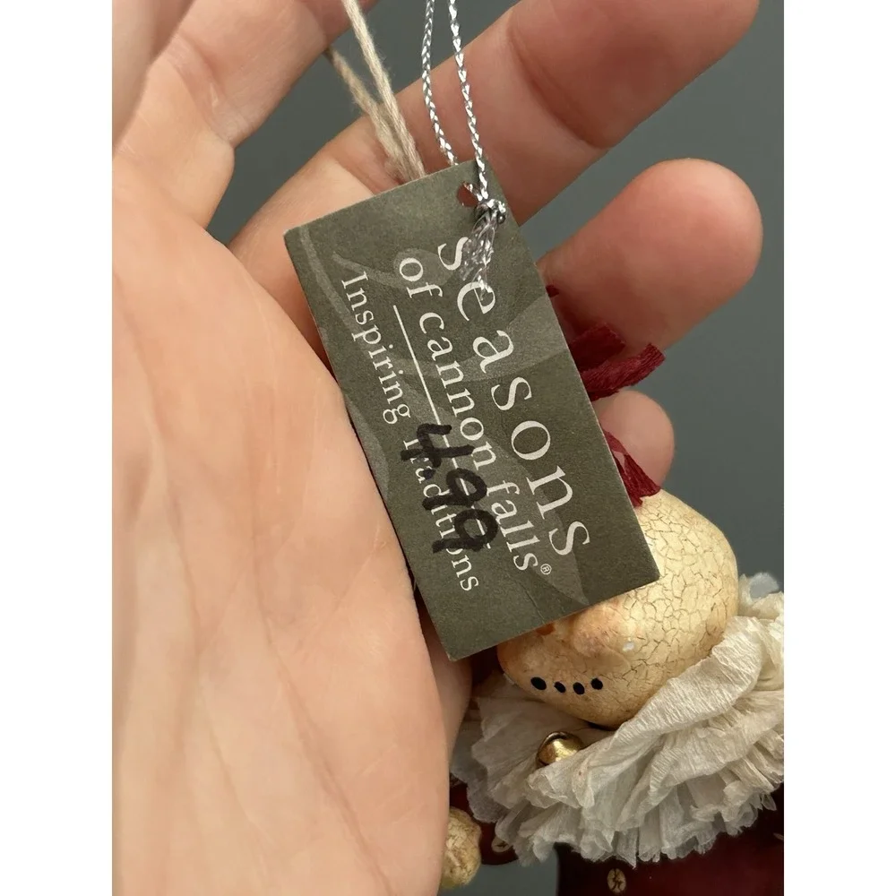 Vintage Midwest Cannon Falls Nicol Sayre Snowman Red Clown Ornament W/ Tags